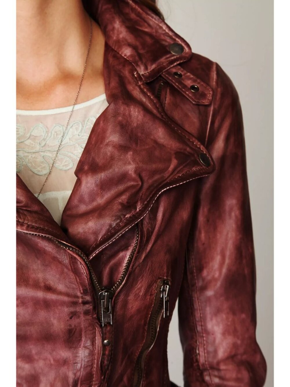 Free People Muubaa Distressed Leather Moto Biker Jacket 4| Indie Coastal Cowgirl - Picture 4 of 16